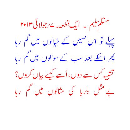 Muslim Saleem ek qata July 7, 2013